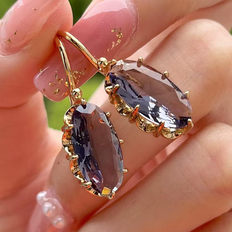 Aoaome Vintage Blue Crystal Golden Earrings