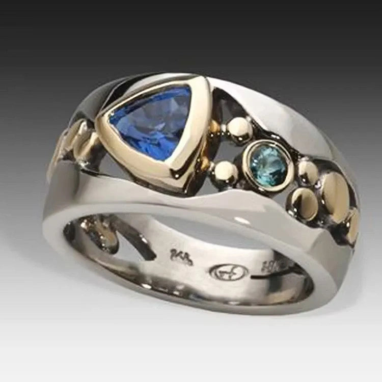 Aoaome Vintage Blue Crystal Rings