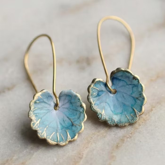 Aoaome Vintage Blue Leaf Earrings