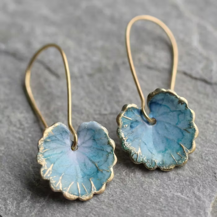 Aoaome Vintage Blue Leaf Earrings