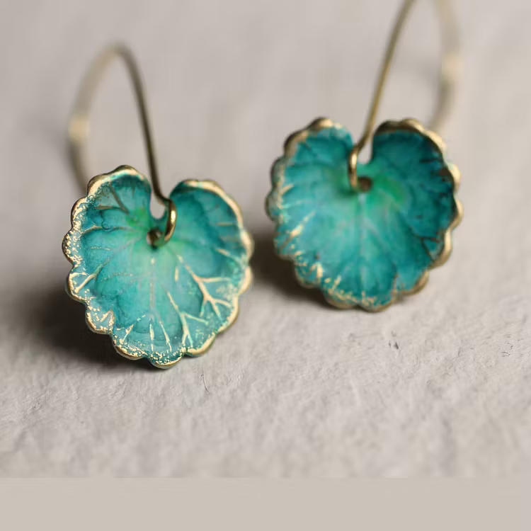 Aoaome Vintage Blue Leaf Earrings