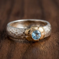 Aoaome Vintage Blue Topaz Flower Mixed Metal Rings