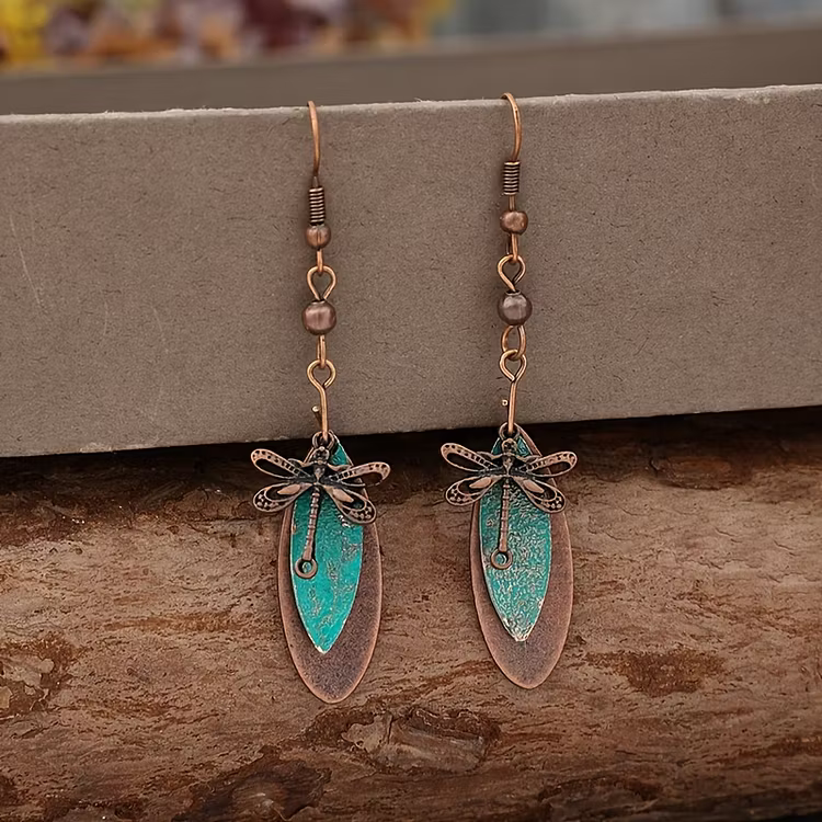Aoaome Vintage Bohemian Dragonfly Dangle Earrings