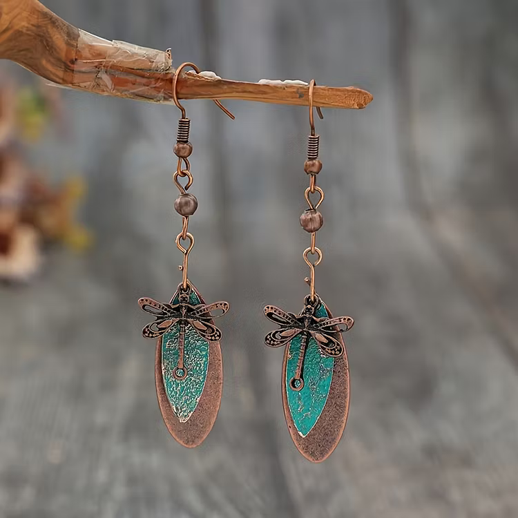 Aoaome Vintage Bohemian Dragonfly Dangle Earrings
