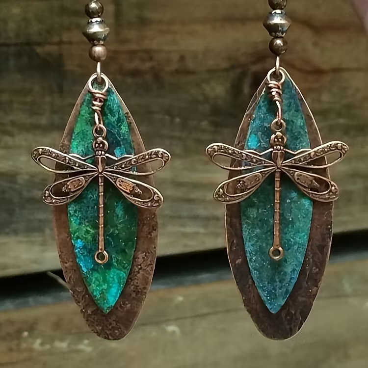 Aoaome Vintage Bohemian Dragonfly Dangle Earrings