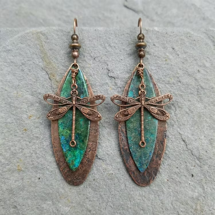 Aoaome Vintage Bohemian Dragonfly Dangle Earrings