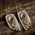 Aoaome Vintage Bohemian Simple Irregular Shape Metal Engraved Earrings