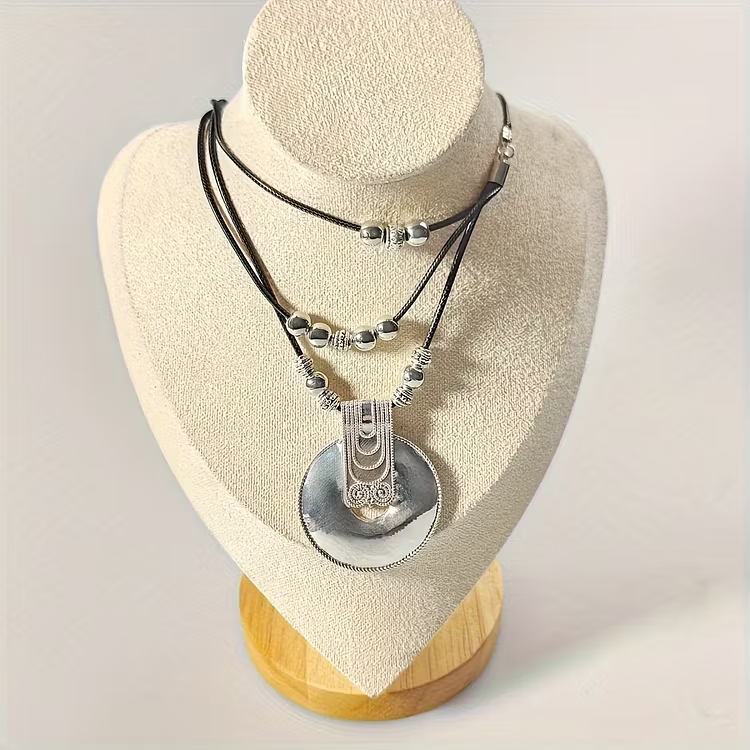 Aoaome Vintage Bohemian Style Geometric Circular Necklaces