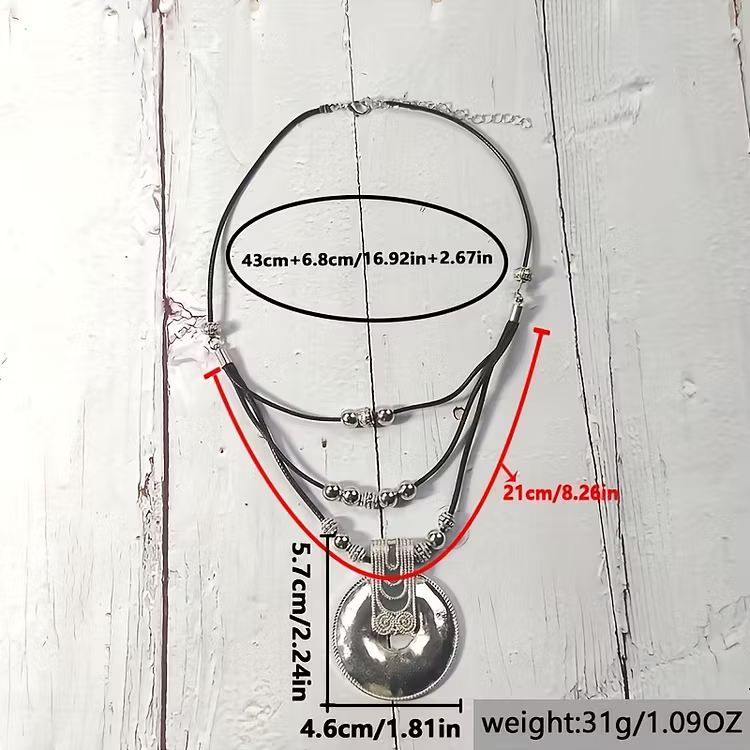Aoaome Vintage Bohemian Style Geometric Circular Necklaces