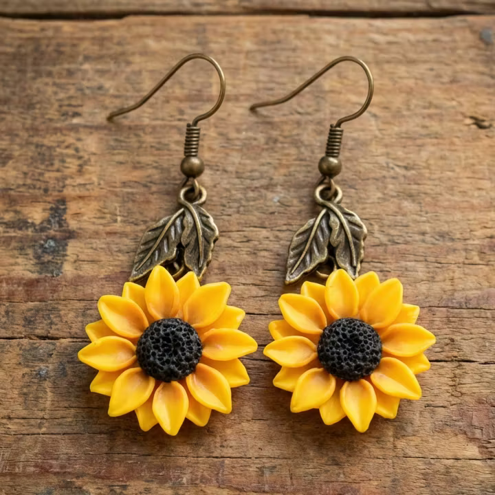 Aoaome Vintage Bohemian Style Sunflower Drop Earrings