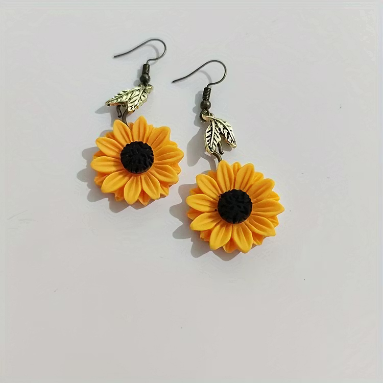 Aoaome Vintage Bohemian Style Sunflower Drop Earrings