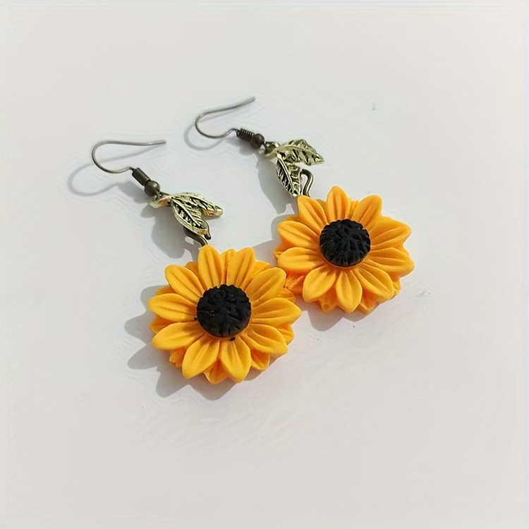 Aoaome Vintage Bohemian Style Sunflower Drop Earrings