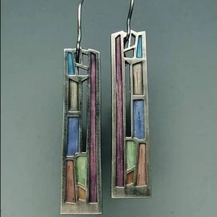 Aoaome Vintage Colorful Silver Earrings