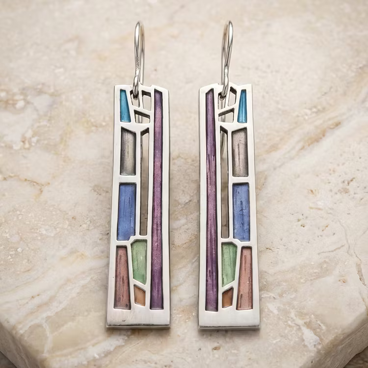 Aoaome Vintage Colorful Silver Earrings