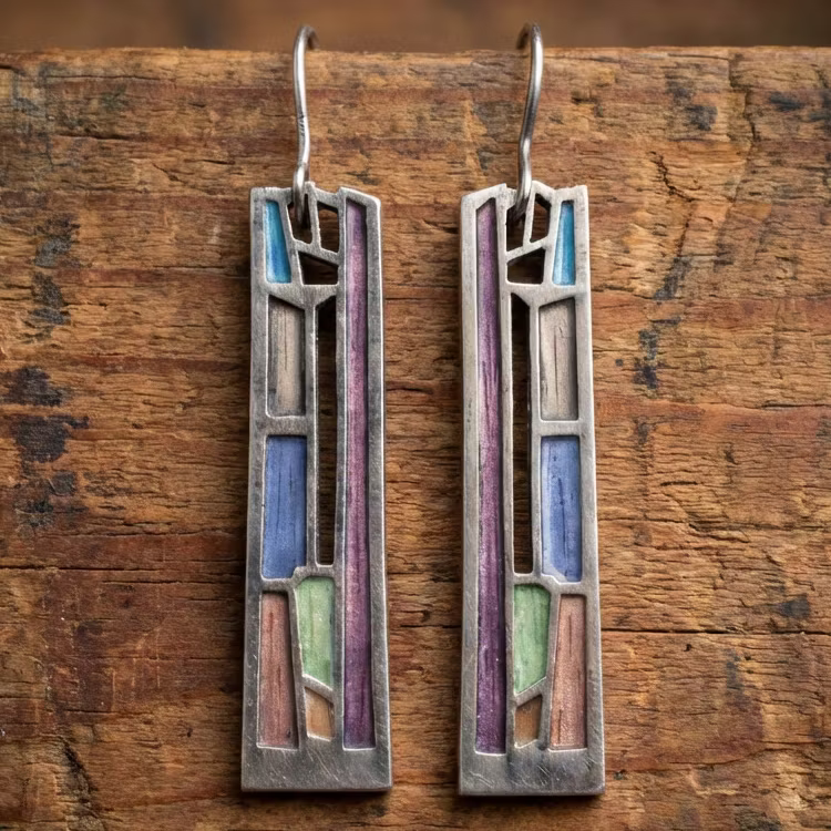 Aoaome Vintage Colorful Silver Earrings