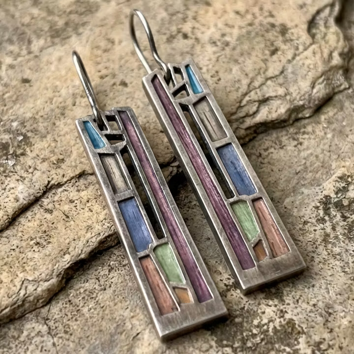 Aoaome Vintage Colorful Silver Earrings
