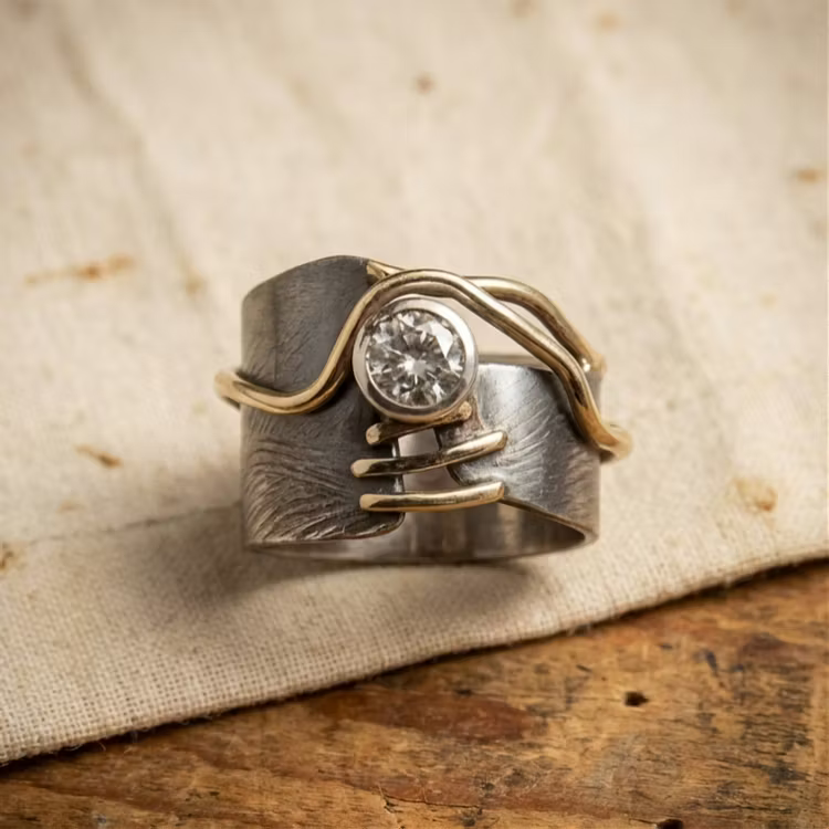 Aoaome Vintage Dark Silver Zirconia Rings