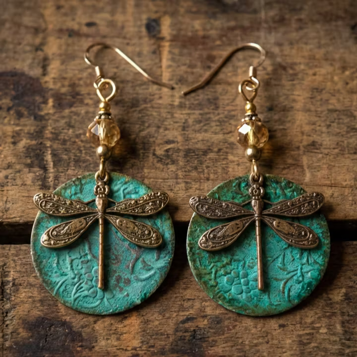 Aoaome Vintage Dragonfly Golden Earrings