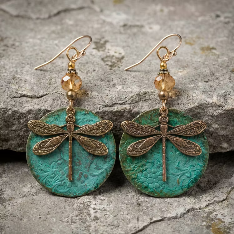 Aoaome Vintage Dragonfly Golden Earrings