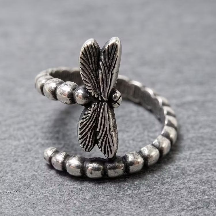 Aoaome Vintage Dragonfly Silver Open Rings