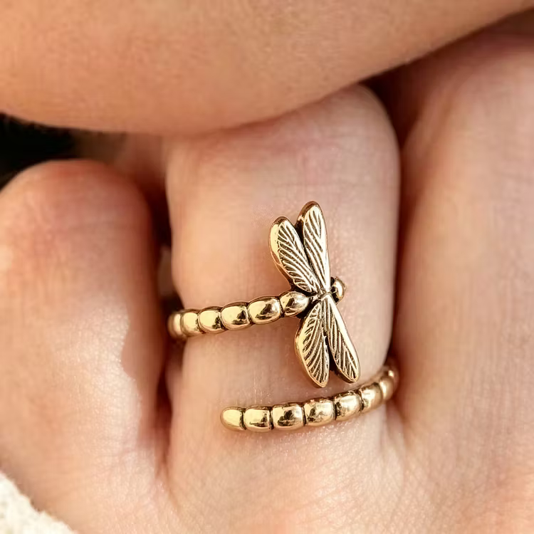 Aoaome Vintage Dragonfly Silver Open Rings