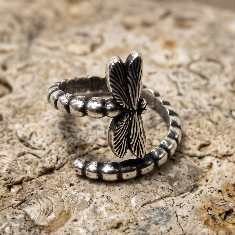 Aoaome Vintage Dragonfly Silver Open Rings