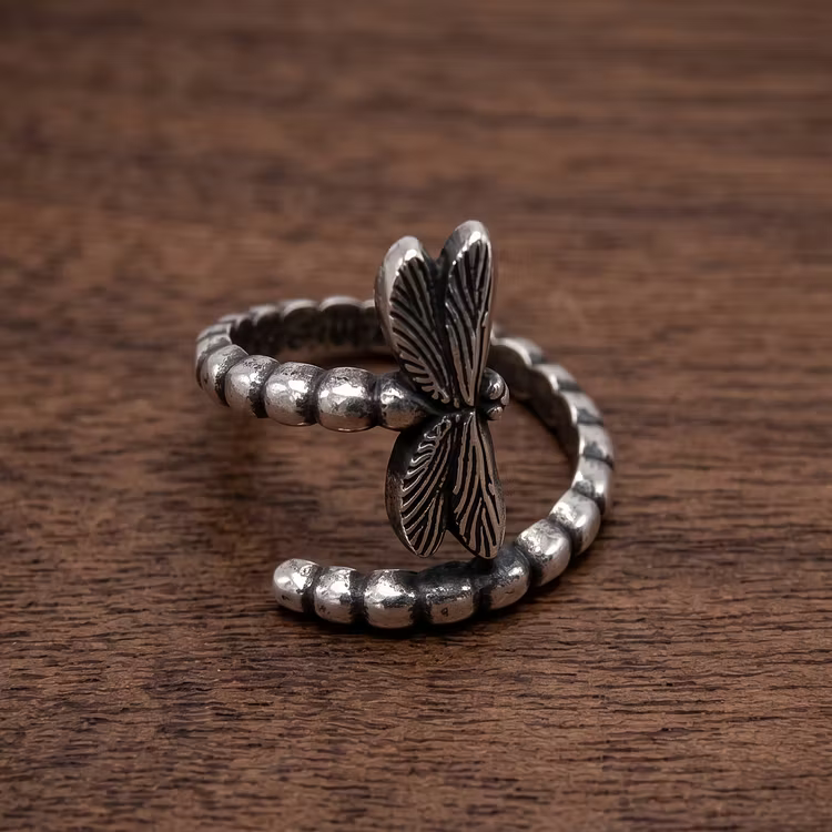 Aoaome Vintage Dragonfly Silver Open Rings