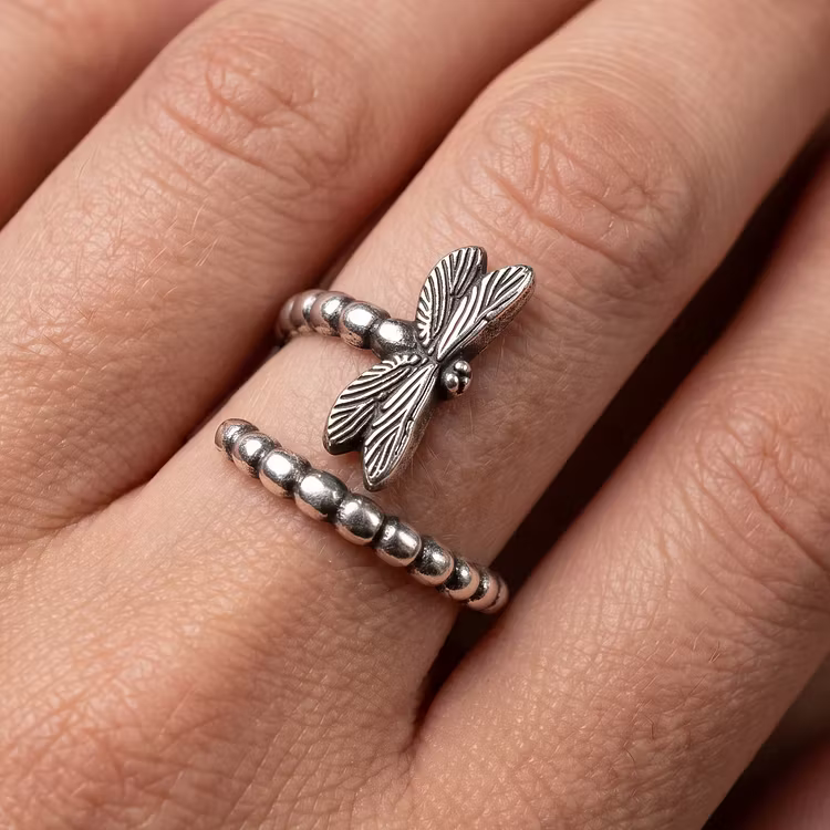 Aoaome Vintage Dragonfly Silver Open Rings