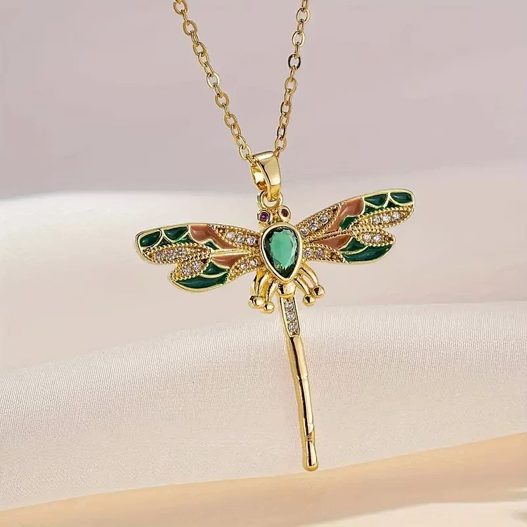 Aoaome Vintage Dragonfly Zircon Inlaid Necklaces