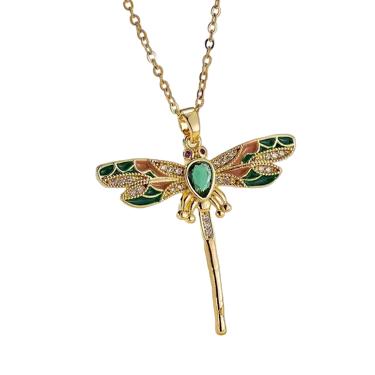 Aoaome Vintage Dragonfly Zircon Inlaid Necklaces