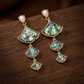 Aoaome Vintage Emerald Green Gem Drop Earrings