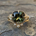 Aoaome Vintage Emerald Square Diamond Palace Style Rings