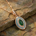 Aoaome Vintage Emerald Turquoise Halo Pendant Necklaces