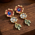 Aoaome Vintage Enamel Flower Bouquet Earrings