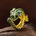 Aoaome Vintage Enamel Lizard Gold Open Rings