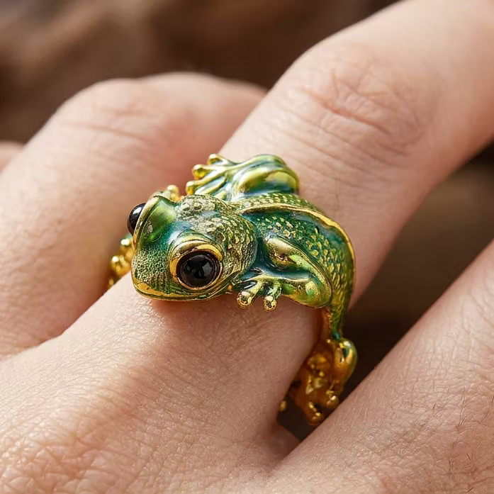 Aoaome Vintage Enamel Lizard Gold Open Rings