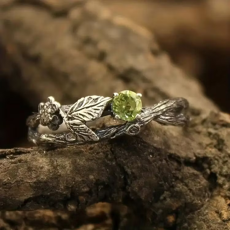 Aoaome Vintage Fashion Silver Plated Branch Inlaid Zircon Rings