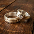 Aoaome Vintage Fine Zirconia Gold Silver Set Rings