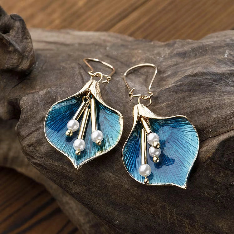 Aoaome Vintage Flower Pearls Earrings
