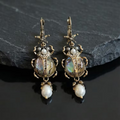 Aoaome Vintage Freshwater Pearl Insect Dangle Earrings