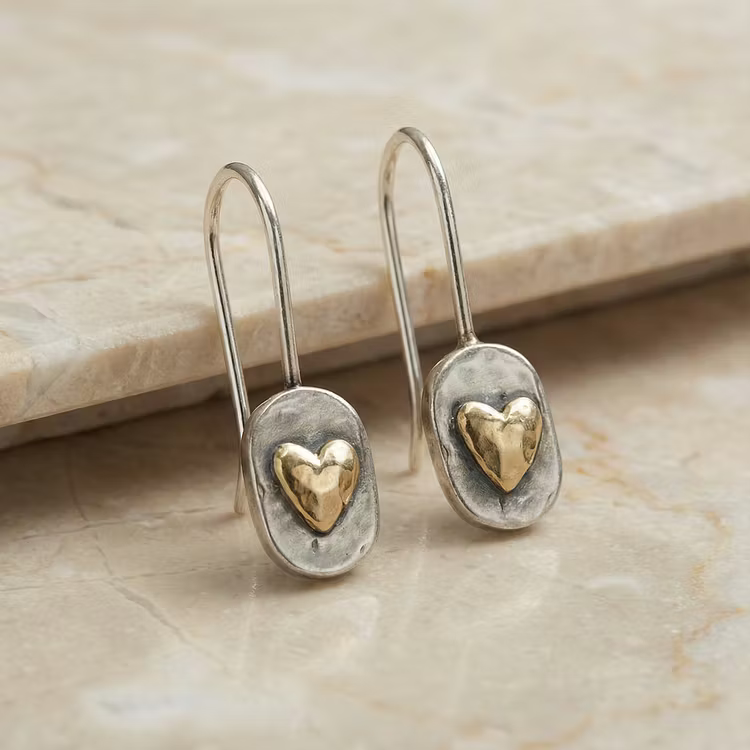 Aoaome Vintage Gold Inlaid Heart Earrings