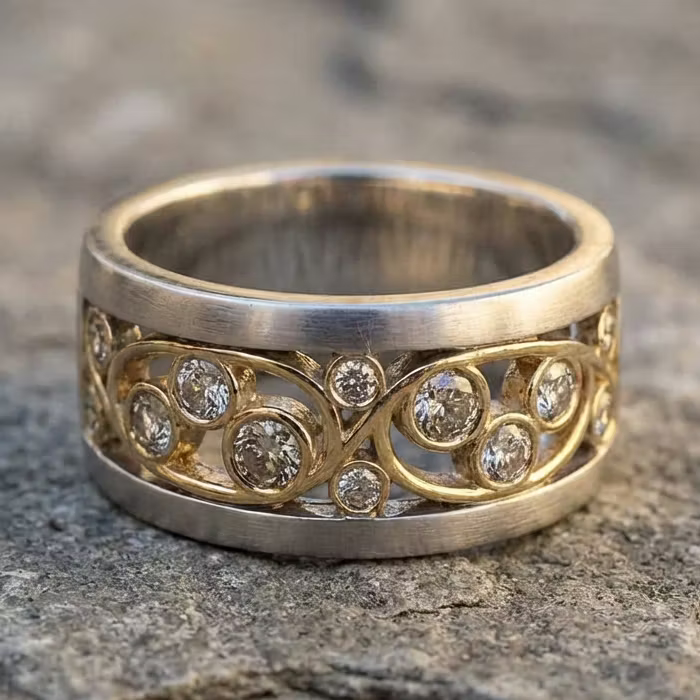 Aoaome Vintage Gold Silver Ivy Zirconia Rings