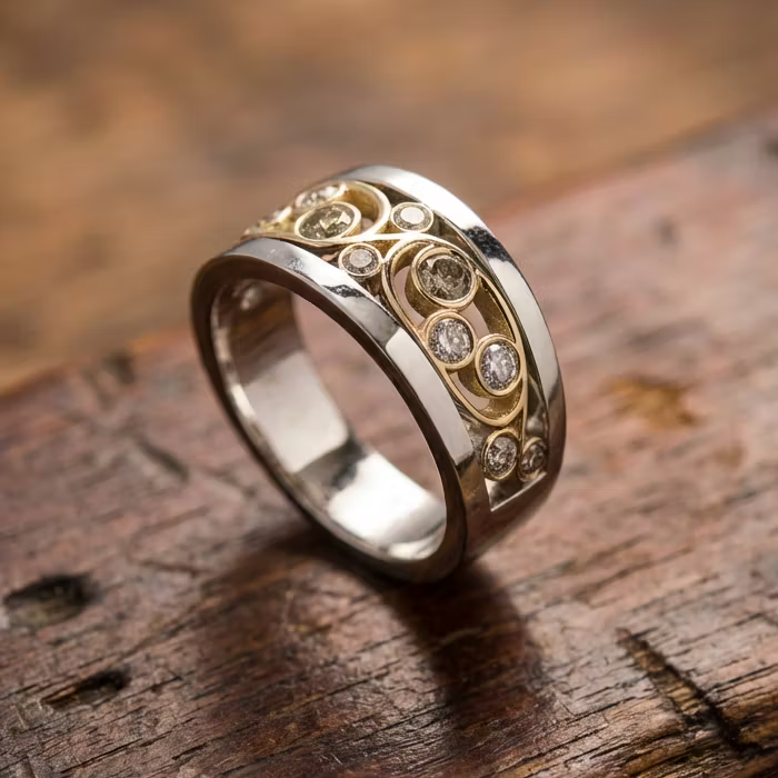 Aoaome Vintage Gold Silver Ivy Zirconia Rings