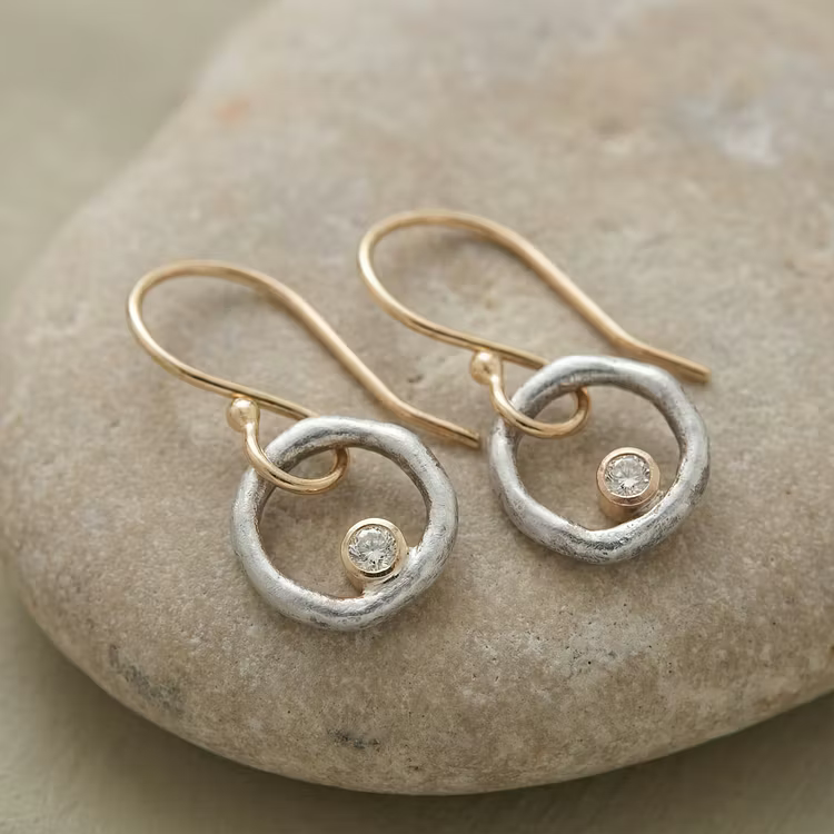 Aoaome Vintage Gold Silver Zirconia Earrings