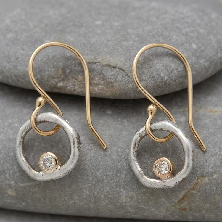 Aoaome Vintage Gold Silver Zirconia Earrings