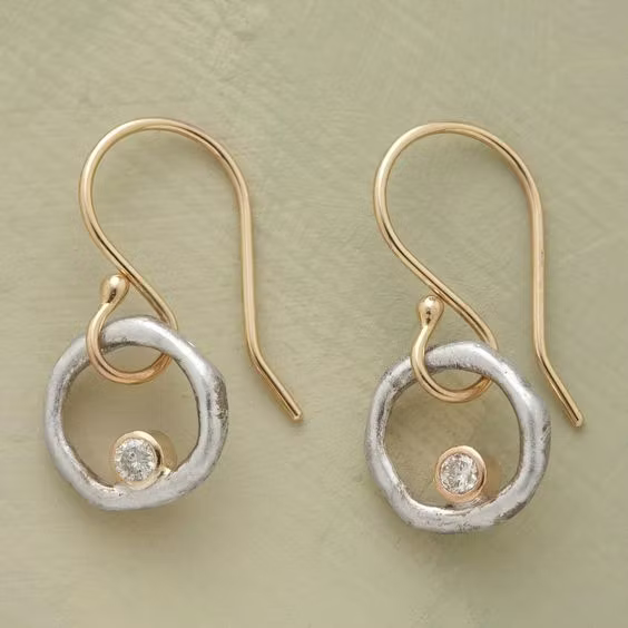 Aoaome Vintage Gold Silver Zirconia Earrings