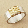 Aoaome Vintage Golden Threads Silver Rings