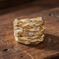 Aoaome Vintage Golden Zirconia Rings