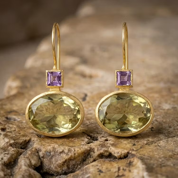 Aoaome Vintage Green Crystal Earrings