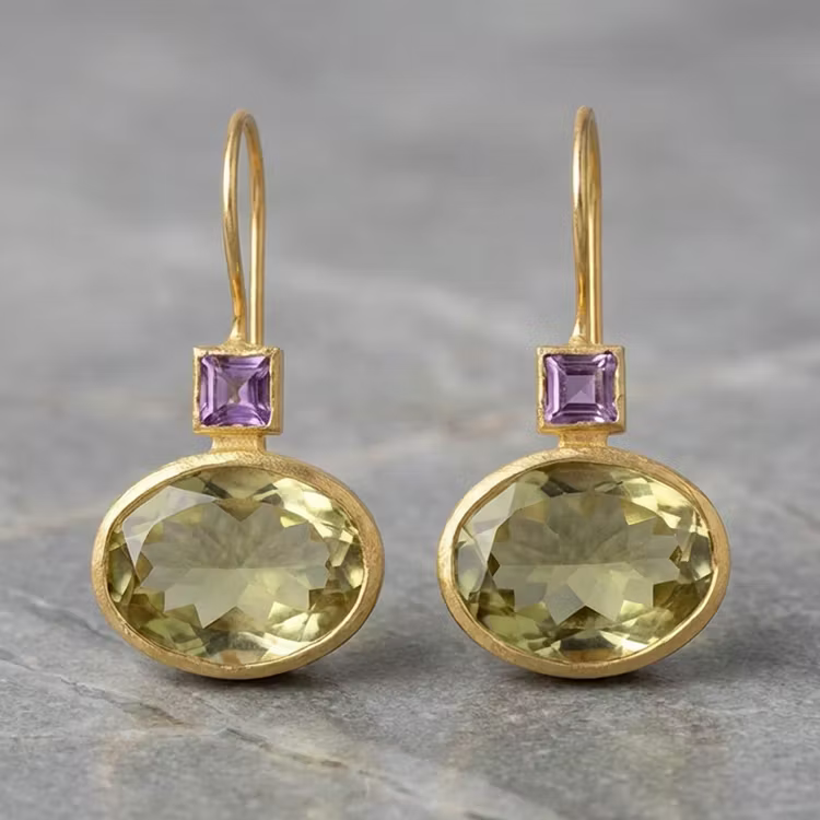 Aoaome Vintage Green Crystal Earrings